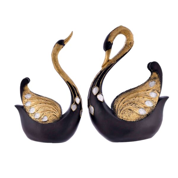 Swan Pair Feather Design Sculpture